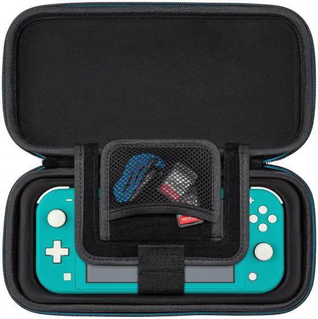 Alt view image 6 of 13 - Power Pose Mario Slim Deluxe Travel Case - Super Mario Edition - Integrated Stand - Compatible with Nintendo Switch, Switch Lite, and OLED - Nylon Wrist Strap - Unique console lift strap