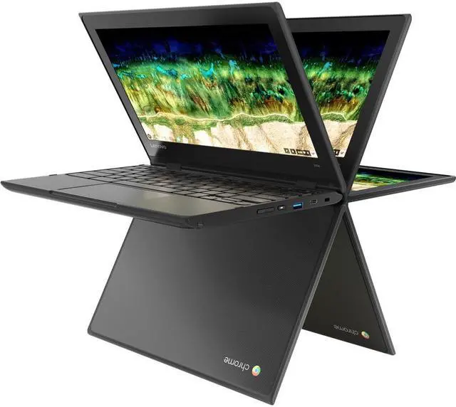 Alt view image 6 of 18 - Lenovo 500e Chromebook 2nd Gen 81MC0059US 11.6" Touchscreen 2 in 1 Chromebook - HD - 1366 x 768 - Intel Celeron N4120 Quad-core (4 Core) 1.10 GHz - 8 GB RAM - 64 GB Flash Memory - Black - Intel C