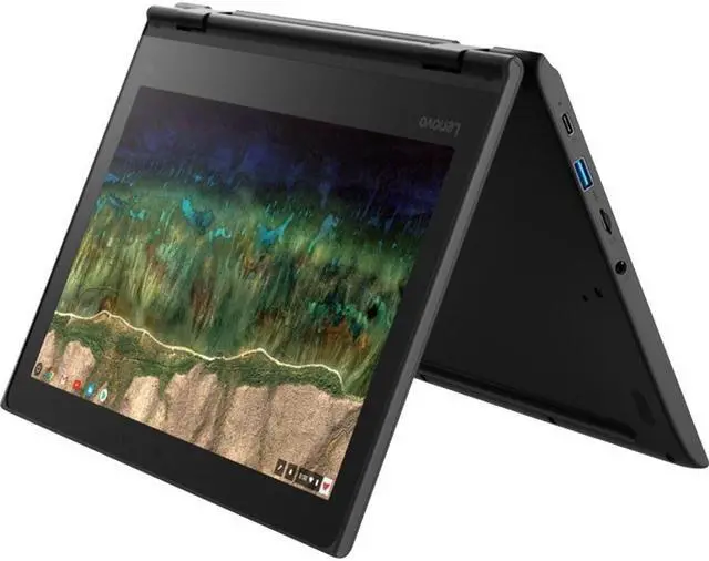 Alt view image 3 of 18 - Lenovo 500e Chromebook 2nd Gen 81MC0059US 11.6" Touchscreen 2 in 1 Chromebook - HD - 1366 x 768 - Intel Celeron N4120 Quad-core (4 Core) 1.10 GHz - 8 GB RAM - 64 GB Flash Memory - Black - Intel C