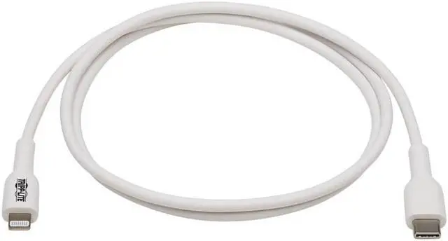 Alt view image 11 of 14 - Tripp Lite Safe-IT M102AB-01M-WH Lightning-USB-C Data Transfer Cable