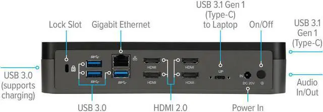 Alt view image 14 of 15 - Targus USB-C Universal QUAD HD (QVHD) Docking Station - DOCK520USZ