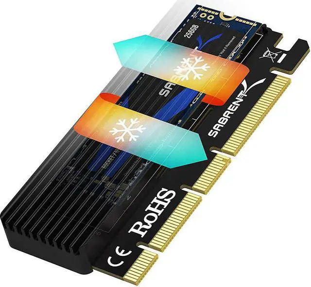 Alt view image 13 of 18 - SABRENT NVMe M.2 SSD to PCIe X16/X8/X4 Card with Aluminum Heat Sink (EC-PCIE)