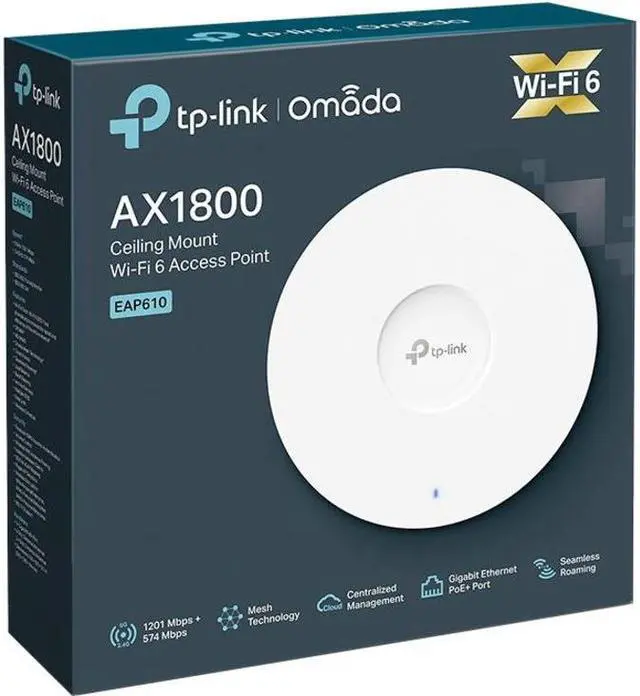 Alt view image 6 of 17 - TP-Link EAP610 V2 | Omada WiFi 6 AX1800 Wireless Gigabit Ceiling Mount Access Point| Support Mesh, OFDMA, Seamless Roaming & MU-MIMO | SDN Integrated | Cloud Access & Omada App | PoE+ Powered | White