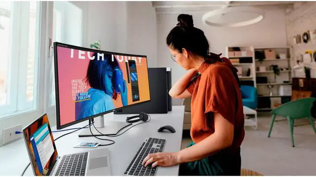 Alt view image 7 of 11 - New Dell UltraSharp U4021QW 40" WUHD (5120 x 2160) IPS Curved Monitor 60Hz 8ms DisplayPort & HDMI