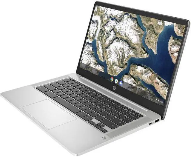 Alt view image 2 of 20 - HP Chromebook 14a-na0000 14a-na0200nr 14" Chromebook - HD - 1366 x 768 - Intel Celeron N4120 Quad-core (4 Core) - 4 GB Total RAM - 4 GB On-board Memory - 64 GB Flash Memory - Mineral Silver, Natu