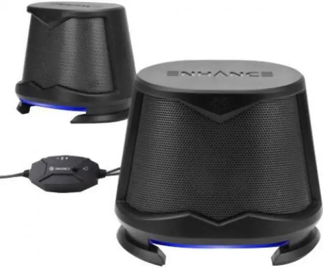Main image of ENHANCE SB2 High Excursion Speakers with Blue LED Lights, 10W Peak Sound, 3.5mm Wired Connection