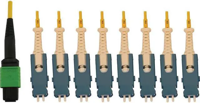 Alt view image 7 of 10 - Tripp Lite N390-02M-8S-AP 40/100/400G Singlemode 9/125 OS2 Breakout Fiber Optic Cable (16F MTP/MPO-APC to 8x Duplex SN-UPC F/M), LSZH, Yellow, 2 m (6.6 ft.)