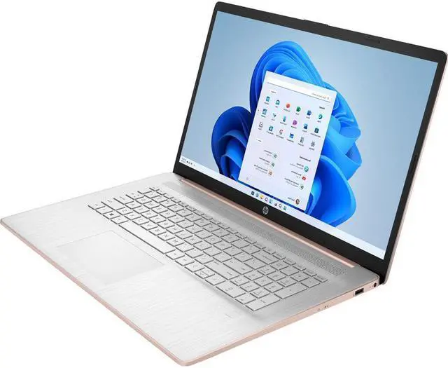 Alt view image 3 of 14 - HP 17-cn0000 17-cn0045nr 17.3" Notebook - HD+ - 1600 x 900 - Intel Celeron N4120 Quad-core (4 Core) - 4 GB Total RAM - 256 GB SSD - Pale Rose Gold, Natural Silver - Intel Chip - Windows 11 Home i