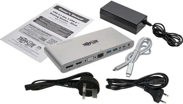Alt view image 4 of 8 - Tripp Lite U442-DOCK4-INT Docking Station - for TV/Monitor/Projector/Notebook/Tablet/Desktop PC - 100 W - USB Type C - 3 Displays Supported - 4K - 1920 x 1080, 3840 x 2160, 1280 x 720 - 2 x USB 3.0 -