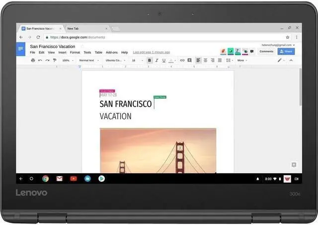 Alt view image 5 of 20 - Lenovo 300e Chromebook 2nd Gen 81MB007HUS 11.6" Touchscreen Chromebook - HD - 1366 x 768 - Intel Celeron N4020 Dual-core (2 Core) 1.10 GHz - 4 GB Total RAM - 32 GB Flash Memory - Black - Intel Ch