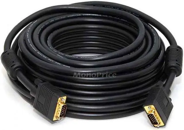 Alt view image 6 of 13 - Monoprice Super VGA Cable - 50 Feet - Black | Male to Male With Ferrites For In-Wall Installation | Gold Plated, CL2 Rated