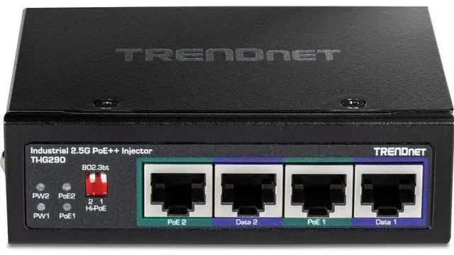 Alt view image 12 of 14 - TRENDnet 95W 2-Port Industrial 2.5G PoE++ Injector,  Supports PoE IEEE 802.3af, PoE+ IEEE 802.3at, And PoE++  IEEE 802.3bt, Not Compatible With Passive PoE Devices,  Black, TI-IG290