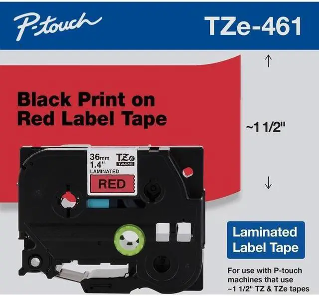 Alt view image 12 of 17 - Brother P-touch TZE-461 Label Maker Tape 1.42"W Black on Red TZE461CS
