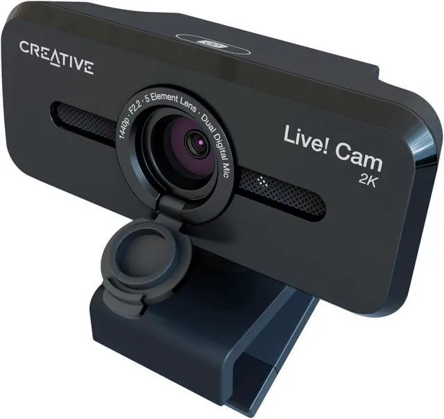 Alt view image 4 of 12 - Creative Live! Cam Sync V3 2K QHD USB Webcam with 4X Digital Zoom (4 Zoom Modes from Wide Angle to Narrow Portrait View), Privacy Lens, 2 Mics, for PC and Mac - 2560 x 1440 Video - CMOS Sensor - 4x Di