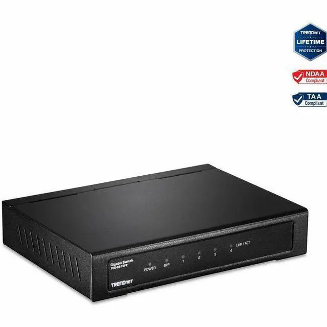 Alt view image 8 of 13 - TRENDnet TEG-S51SFP, 5-Port Gigabit Compact Metal Desktop Switch with Gigabit SFP Slot, Fanless Design, Wall Mountable, TEG-S51SFP