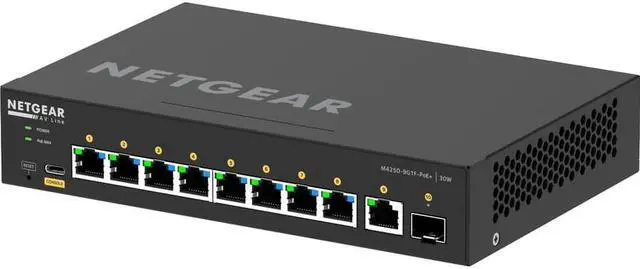 Alt view image 3 of 7 - NETGEAR 8x1G PoE+ 110W 1x1G and 1xSFP Managed Switch | AV Line M4250-9G1F-PoE+, GSM4210PD