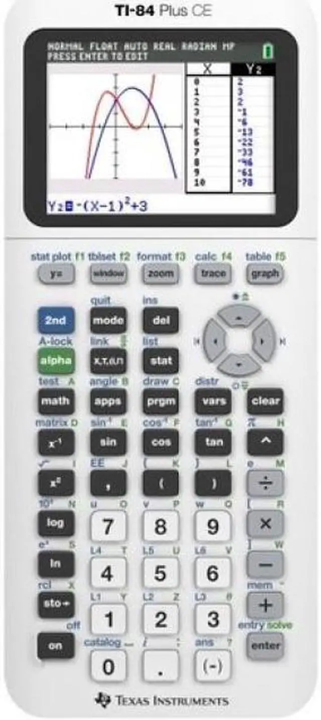 Alt view image 3 of 5 - Texas Instruments TI-84 Plus CE Graphing Calculator - 3D Graphing - Clock, Date/Time Display, Impact Resistant Cover, Slide-on Hard Case, Backlit Display, Lightweight, Durable - 154 KB, 3 MB - RAM, RO