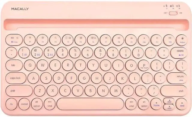 Alt view image 5 of 6 - macally pink bluetooth keyboard for tablet and phone - multi device wireless keyboard for iphone ipad - rechargeable bluetooth tablet keyboard with stand