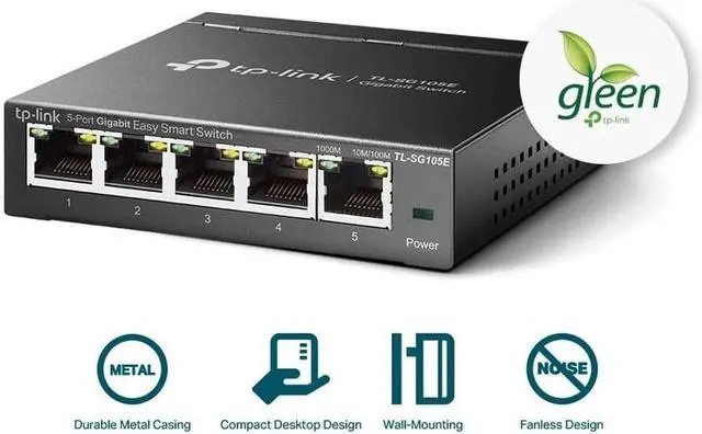 Alt view image 5 of 10 - Tp-Link TL-SG105E 5-Port Gigabit Easy Smart Switch
