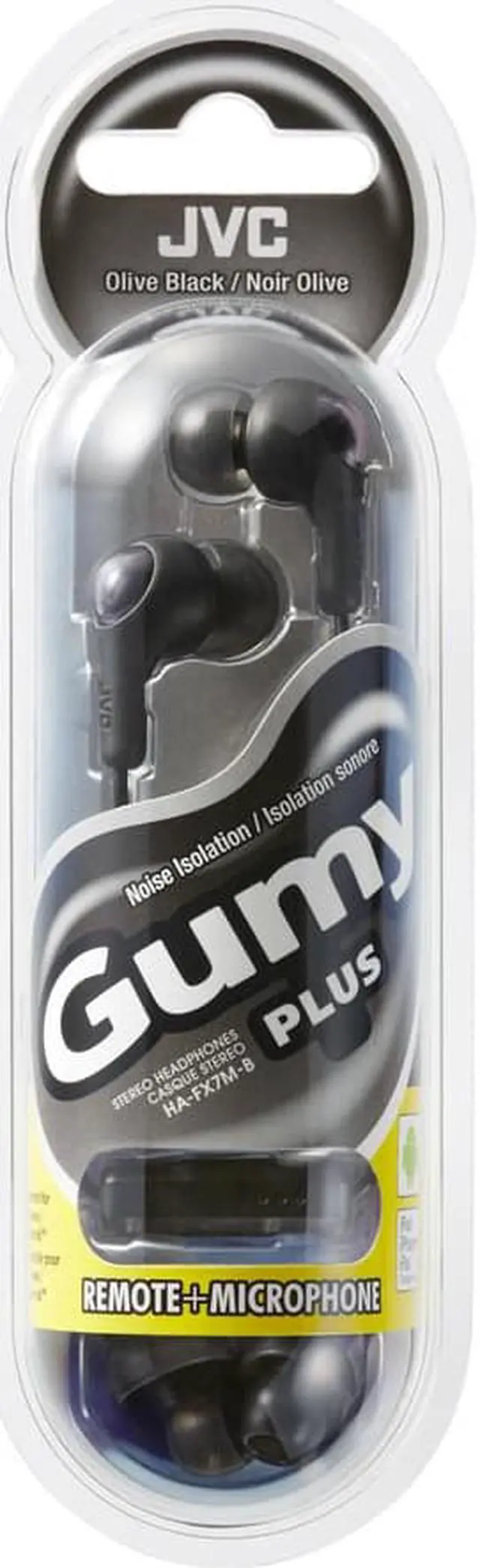 Alt view image 3 of 4 - JVC Gumy Plus HA-FX7M Earset - Wired - 16 Ohm - 10 Hz - 20 kHz - Earbud - In-ear - 3.30 ft Cable - Black