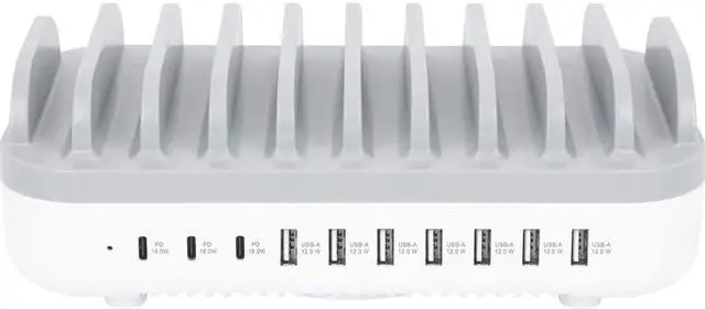 Alt view image 6 of 13 - Manhattan 10-Port USB Charging Station - 120 W - 120 W - 120 V AC, 230 V AC Input - 5 V DC/3 A, 9 V DC, 12 V DC Output - White, Gray