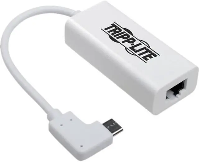 Alt view image 8 of 13 - Tripp Lite USB C to Gigabit Adapter Converter USB 3.1 Right-Angle White 6in