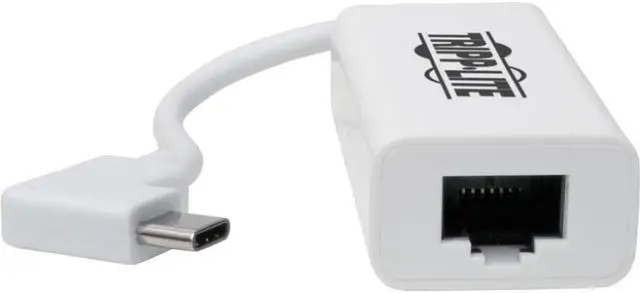 Alt view image 10 of 13 - Tripp Lite USB C to Gigabit Adapter Converter USB 3.1 Right-Angle White 6in