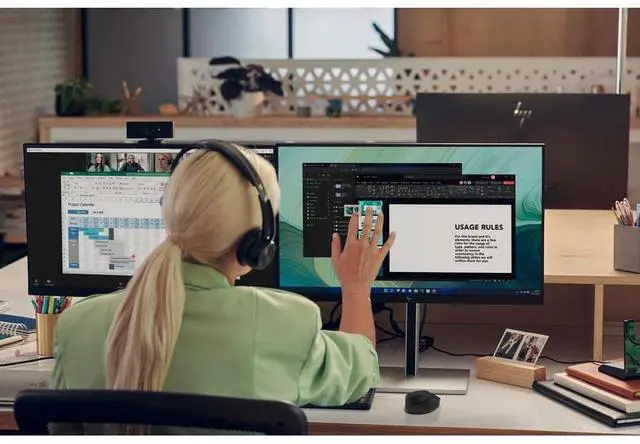 Alt view image 12 of 20 - HP E24t G5 23.8" FHD Touch Monitor 16:9 Response Time 5ms GtG Refresh Rate 75Hz Brightness 300 nits VESA Mount, Height, Pivot, Tilt, and Swivel USB-A HDMI DisplayPort - 6N6E6AA