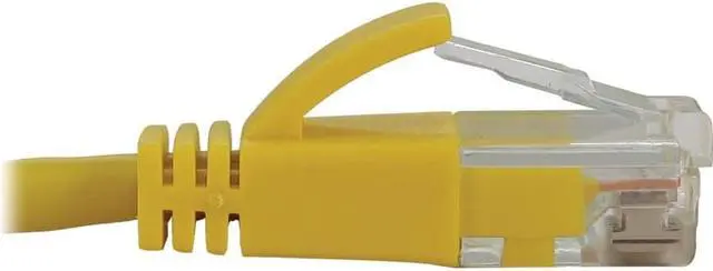 Main image of Tripp Lite Cat6a 10G Snagless Molded Slim UTP Ethernet Cable (RJ45 M/M), PoE, Yellow, 1 ft. (0.3 m) - 1 ft Category 6a Network Cable for Network Device, Switch, Patch Panel, Server, Router, Hub, Print
