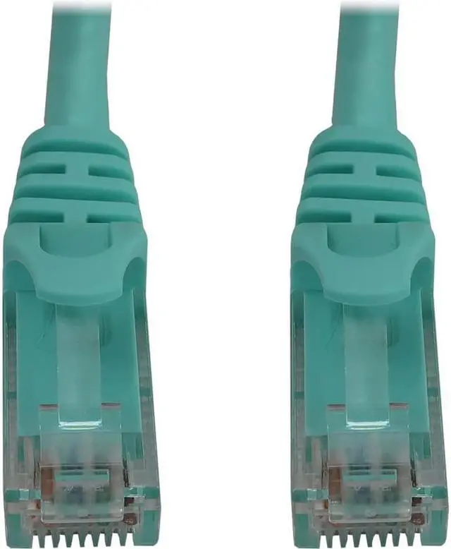 Alt view image 3 of 6 - Tripp Lite Cat6a 10G Snagless Molded UTP Ethernet Cable (RJ45 M/M), PoE, Aqua, 15 ft. (4.6 m) - 15 ft Category 6a Network Cable for Network Device, Switch, Patch Panel, Server, Router, Hub, Printer, C