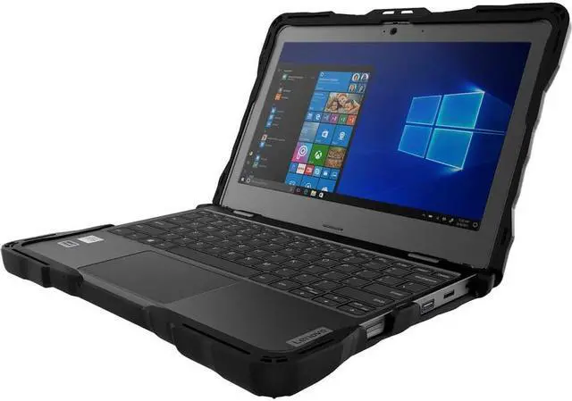 Alt view image 5 of 8 - Gumdrop DropTech Lenovo 100e G3/100w G3 Clamshell - Black - For Lenovo Chromebook - Black - Shock Proof, Shock Absorbing, Drop Resistant, Shock Resistant - Thermoplastic Polyurethane (TPU) - Rugged