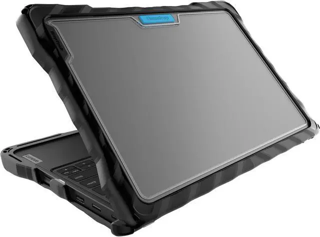 Alt view image 7 of 8 - Gumdrop DropTech Lenovo 100e G3/100w G3 Clamshell - Black - For Lenovo Chromebook - Black - Shock Proof, Shock Absorbing, Drop Resistant, Shock Resistant - Thermoplastic Polyurethane (TPU) - Rugged