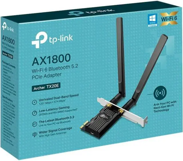 Alt view image 4 of 8 - TP-Link Archer TX20E IEEE 802.11ax AX1800 Wi-Fi 6 Bluetooth 5.2 PCIe Adapter