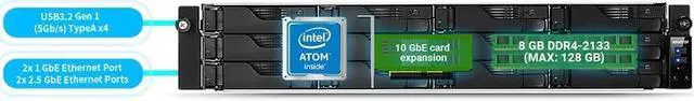 Alt view image 8 of 18 - Asustor AS6512RD 12 Bay Lockerstor 12RD 2U Rackmount NAS w/ Redundant Power Supply (Diskless)
