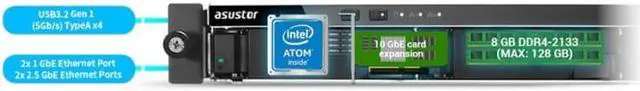 Alt view image 10 of 20 - Asustor AS6504RS 4 Bay Lockerstor4RS 1U Rackmount NAS (Diskless)