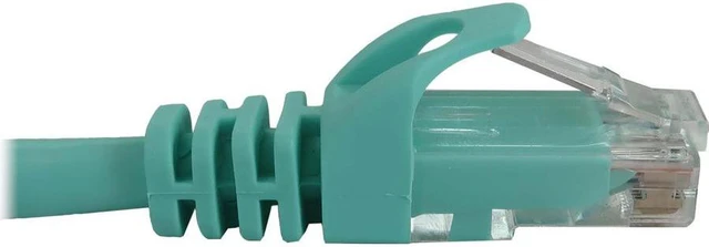 Alt view image 3 of 5 - Tripp Lite Cat6a 10G Snagless Molded UTP Ethernet Cable (RJ45 M/M), PoE, Aqua, 1 ft. (0.3 m) - 1 ft Category 6a Network Cable for Network Device, Switch, Patch Panel, Server, Router, Hub, Printer, Com