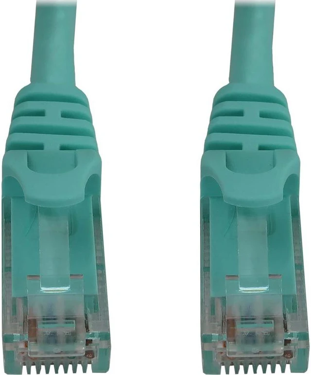 Alt view image 4 of 5 - Tripp Lite Cat6a 10G Snagless Molded UTP Ethernet Cable (RJ45 M/M), PoE, Aqua, 1 ft. (0.3 m) - 1 ft Category 6a Network Cable for Network Device, Switch, Patch Panel, Server, Router, Hub, Printer, Com