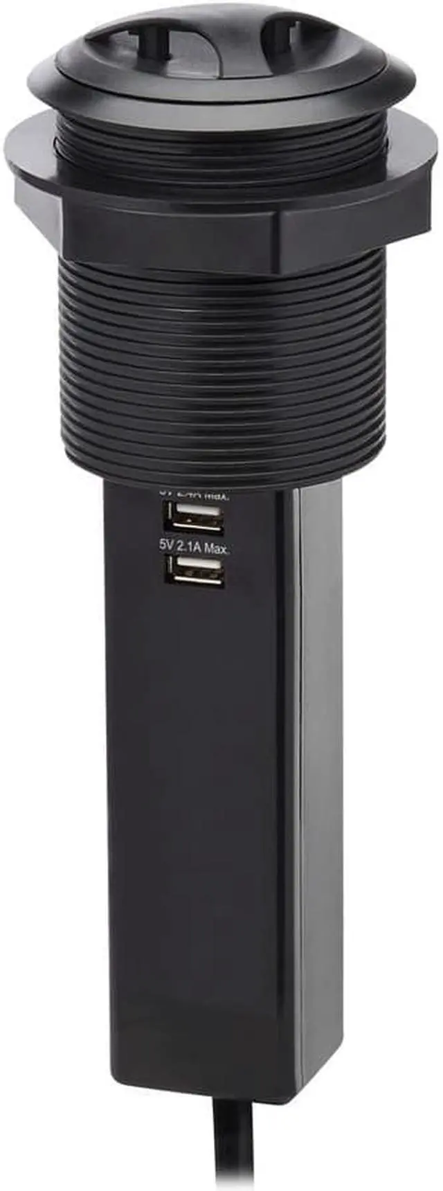 Alt view image 6 of 17 - Tripp Lite Power It! 2-Outlet Pop-Up Power and Charging Dock - 2x USB-A, 6 ft. Cord, Antimicrobial Protection, Black - NEMA 5-15P - 2 x NEMA 5-15R, 2 x USB Type A - 120 V AC Voltage - Desk Mountable -