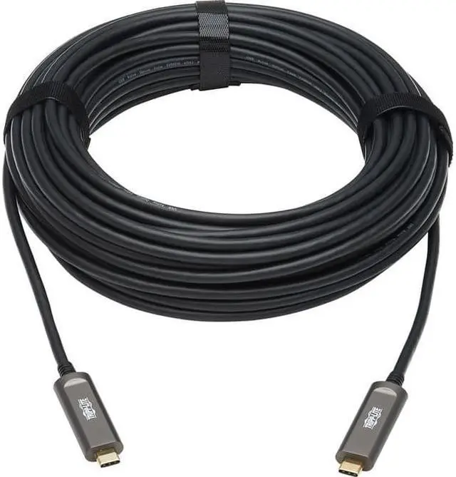 Alt view image 3 of 11 - Tripp Lite USB-C AOC Cable (M/M) - USB 3.2 Gen 2 (10 Gbps) Plenum-Rated Fiber Active Optical Cable - Data Only, Black, 15 m - 49.21 ft USB-C Data Transfer Cable for Server, Hard Drive, Desktop Compute