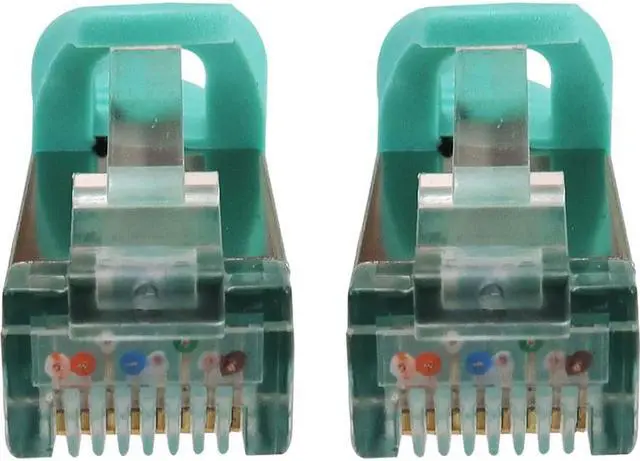 Alt view image 3 of 5 - Tripp Lite Cat6a 10G Snagless Shielded Slim STP Ethernet Cable (RJ45 M/M), PoE, Aqua, 25 ft. (7.6 m) - 25 ft Category 6a Network Cable for Network Device, Server, Switch, Router, Hub, Printer, Compute