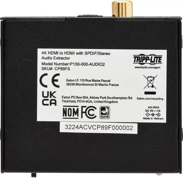 Alt view image 9 of 19 - Tripp Lite 4K HDMI Audio De-Embedder/Extractor with TOSLINK P130000AUDIO2