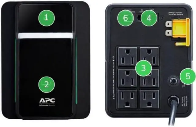 Alt view image 8 of 9 - APC BVK950M2 Back UPS, 950VA/480W, Tower, 120V, 6x NEMA 5-15R outlets, USB Type A + C Ports, User Replaceable Battery