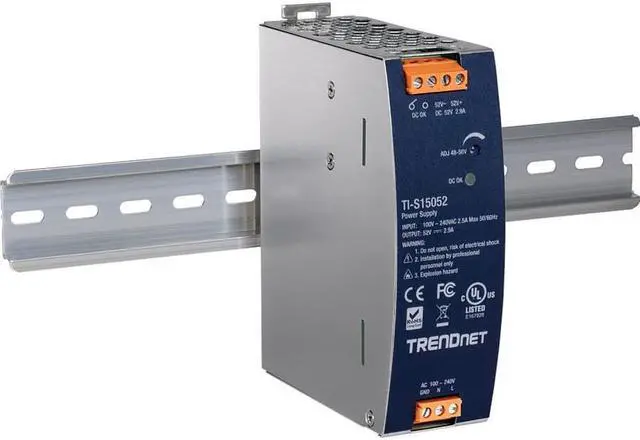 Alt view image 12 of 12 - TRENDnet TI-S15052, 150W, 52V DC, 2.89A AC to DC DIN-Rail Power Supply with PFC Function