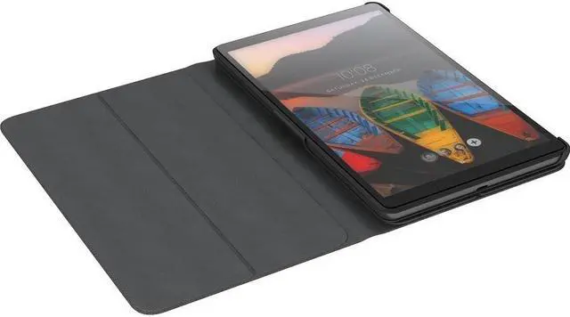 Alt view image 11 of 14 - lenovo tab m8 folio case, polycarbonate and microfiber material, polyurethane protective film, zg38c02862, black