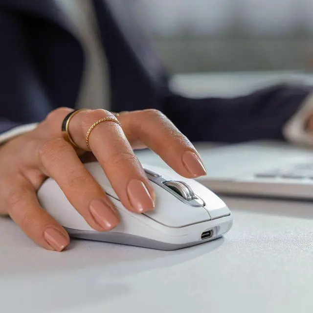Alt view image 4 of 12 - Logitech MX Anywhere 3S for Business - Wireless Mouse - Darkfield - Wireless - Bluetooth - Rechargeable - Pale Gray - USB Type C - 8000 dpi - Scroll Wheel - 6 Button(s)