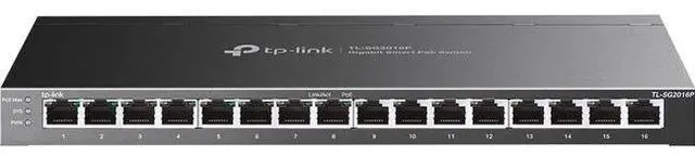 Alt view image 4 of 10 - TP-Link TL-SG2016P | 16 Port Gigabit Smart Managed PoE switch | 8 PoE+ Port @120W | Omada SDN Integrated | PoE Recovery | IPv6 | Static Routing | L2/L3/L4 QoS