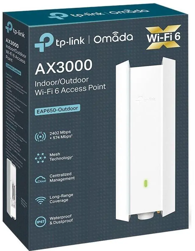 Alt view image 4 of 10 - TP-Link EAP650-Outdoor | Omada True WiFi6 AX3000 Gigabit Outdoor Access Point | Mesh, Seamless Roaming, MU-MIMO | PoE+ Powered | IP67 | Multiple SDN Controller | Remote & App Control | Support RE Mode