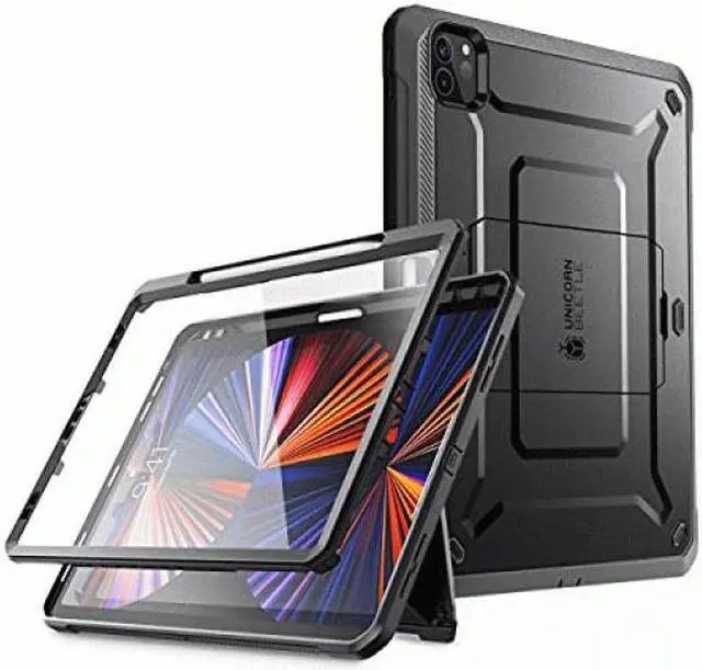 Alt view image 8 of 9 - SUPCASE Unicorn Beetle Pro Series Case for iPad Pro 12.9 Inch (2021 / 2020), Support Apple Pencil Charging with Built-in Screen Protector Full-Body Rugged Kickstand Protective Case (Black)