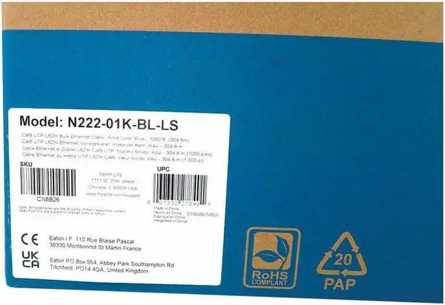 Alt view image 6 of 14 - Tripp Lite 1000ft Cat6 1G Solid Core UTP Bulk Ethernet Cable Blue N22201KBLLS