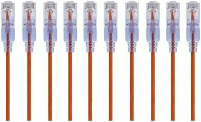 Alt view image 13 of 13 - Monoprice SlimRun Cat6A Ethernet Patch Cable - Network Internet Cord - RJ45, Stranded, UTP, Pure Bare Copper Wire, 30AWG, 2ft, Orange, 10-Pack